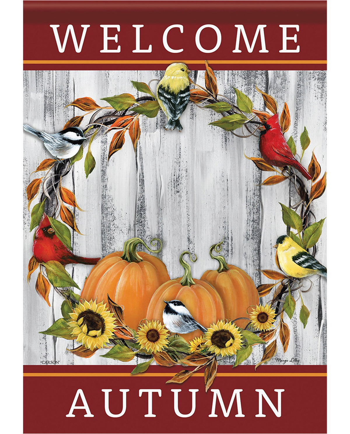 Carson Songbird Wreath Garden Flag