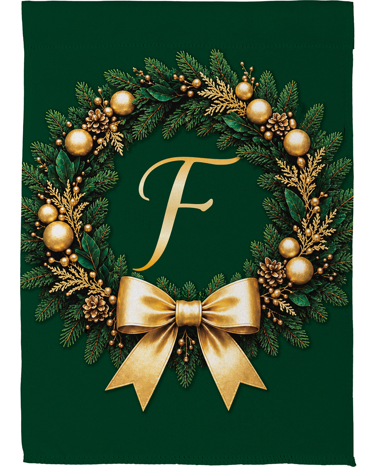 Evergreen Wreath Monogram F