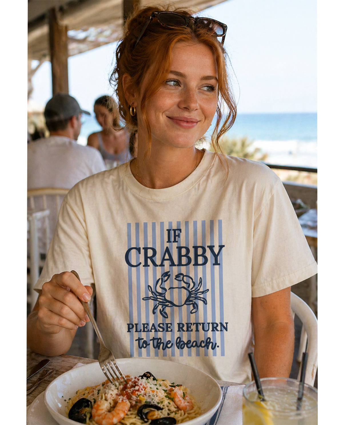 If Crabby Please Return To Beach Short Sleeve Tee Ivory