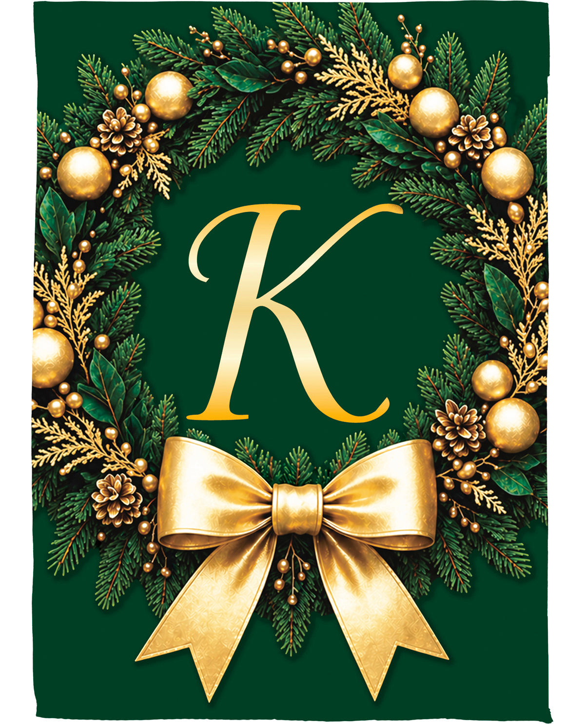 Evergreen Wreath Monogram K