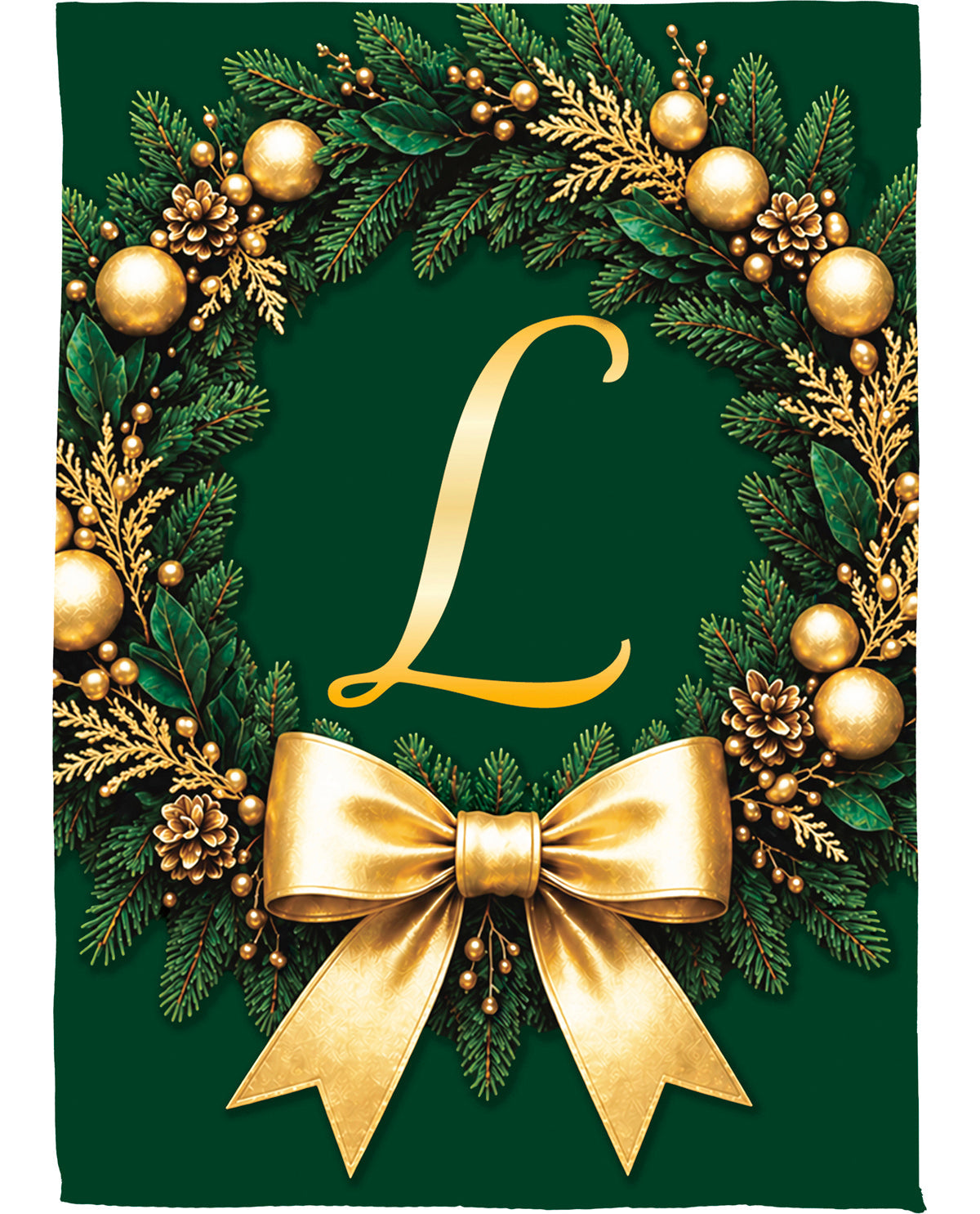 Evergreen Wreath Monogram L