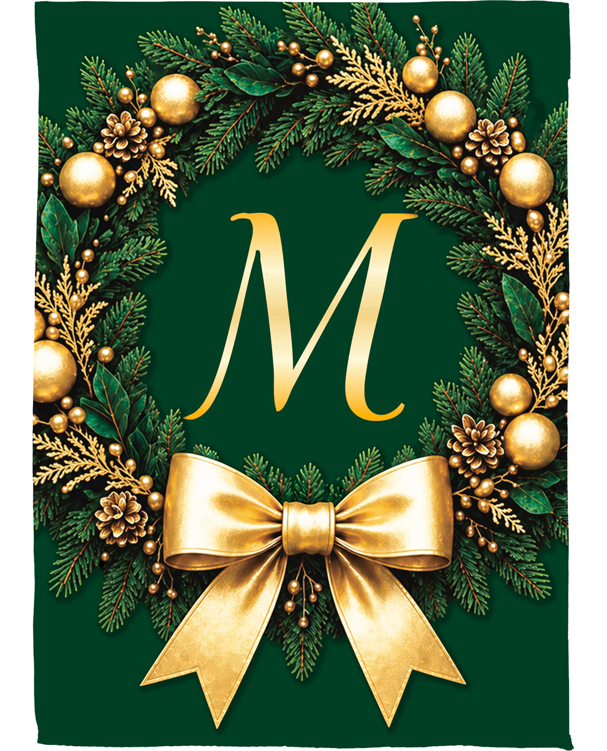 Evergreen Wreath Monogram M