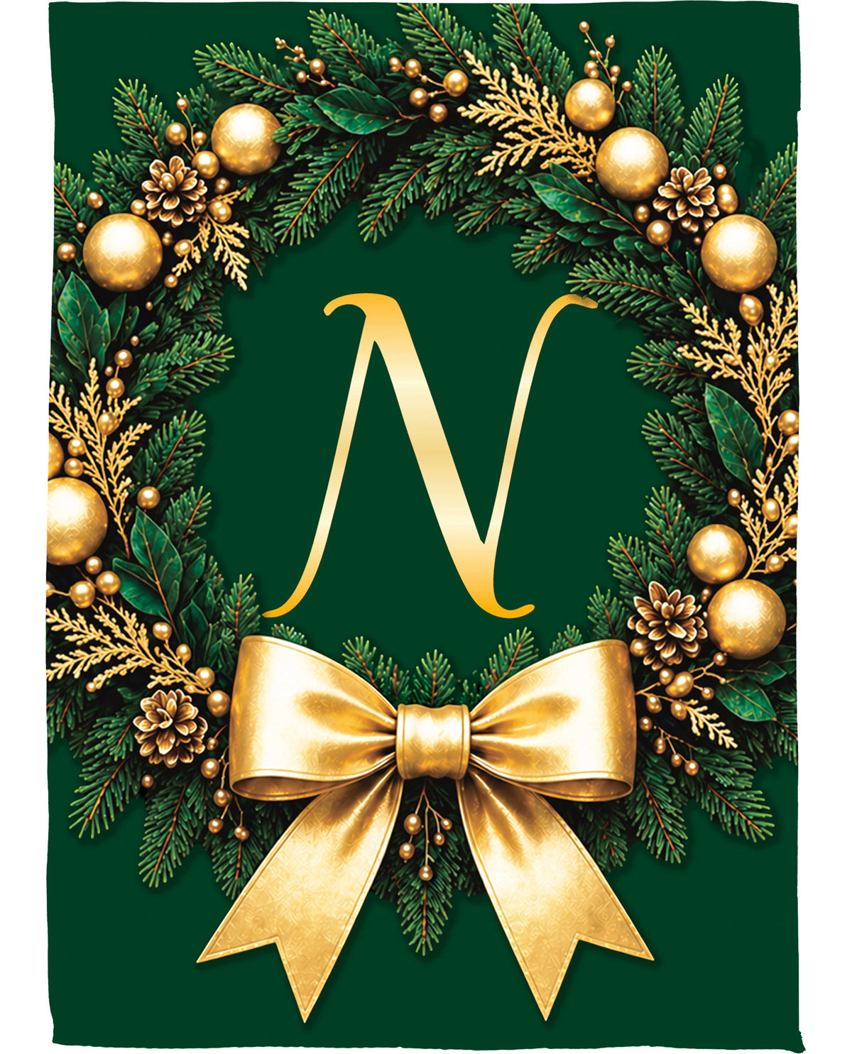 Evergreen Wreath Monogram N