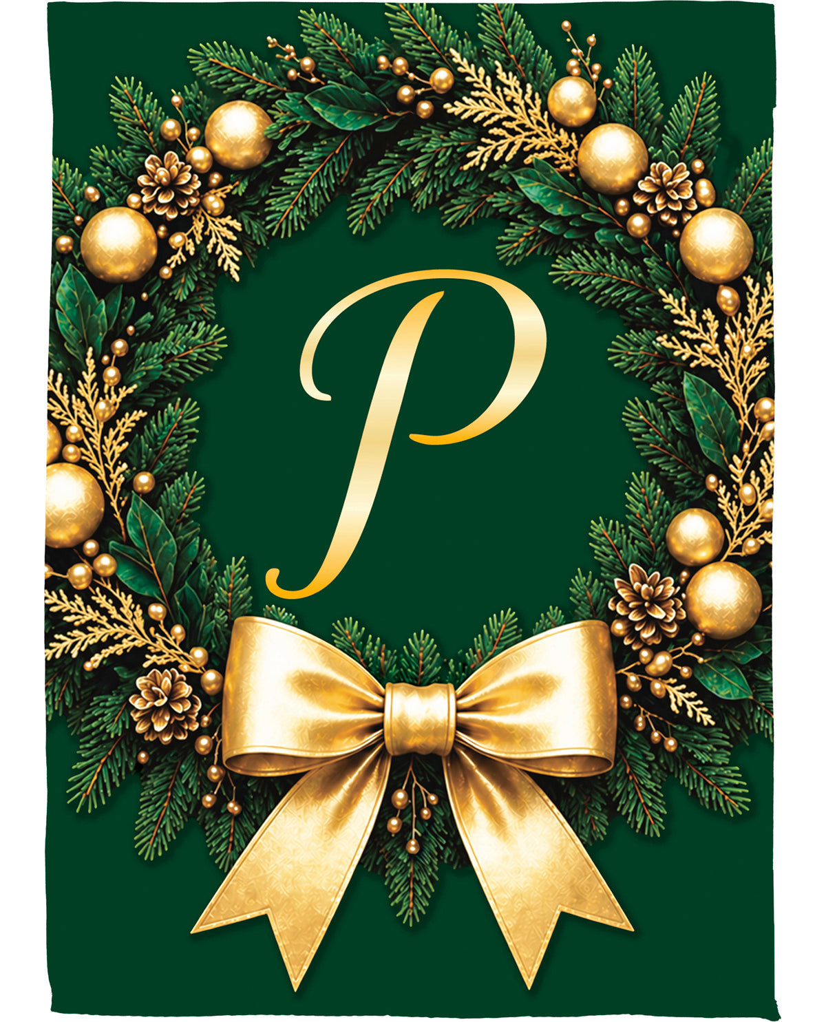 Evergreen Wreath Monogram P