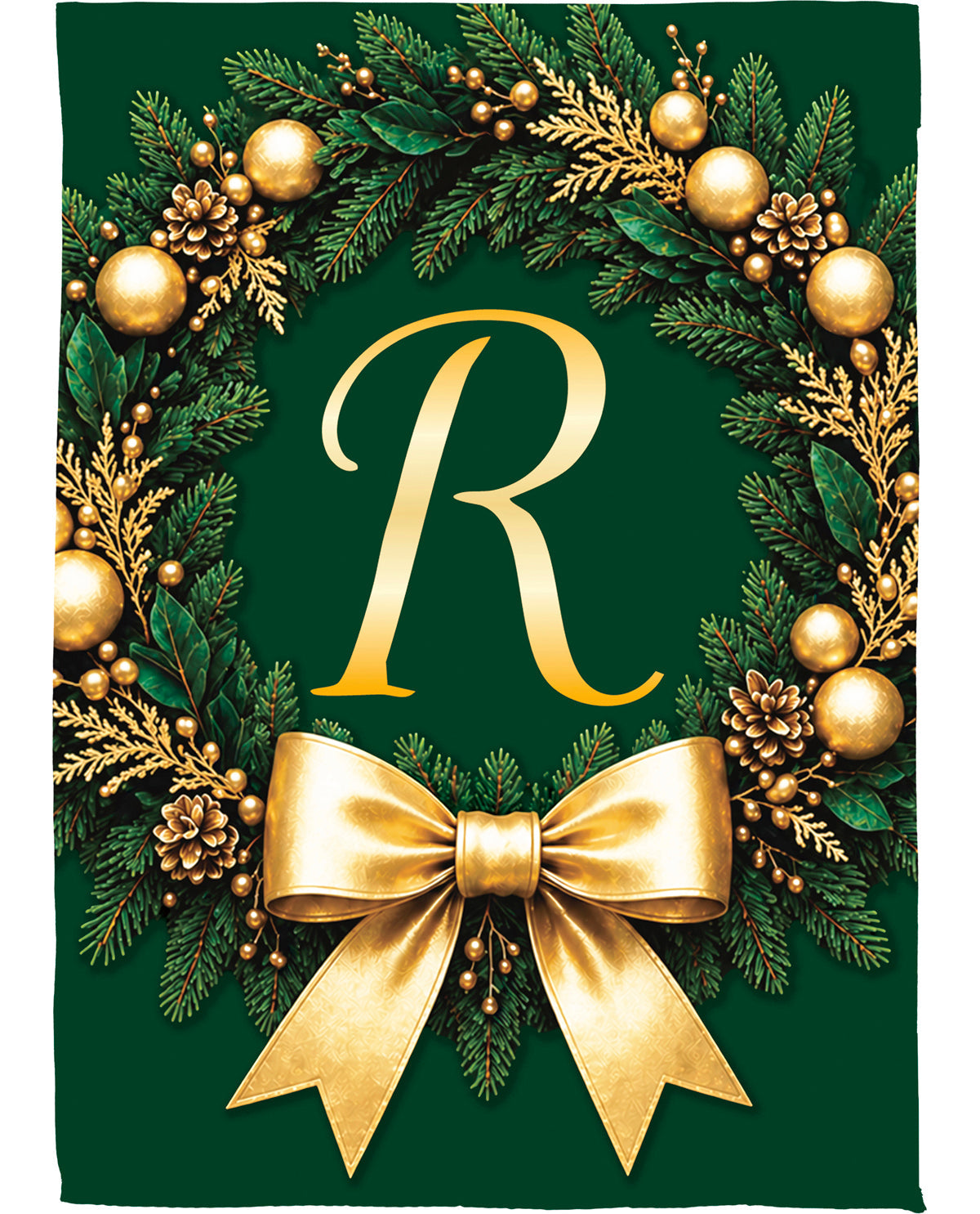 Evergreen Wreath Monogram R