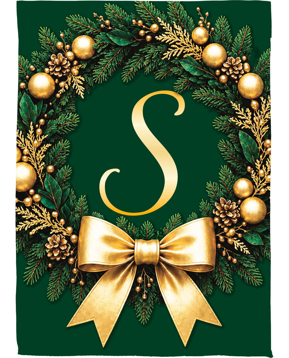Evergreen Wreath Monogram S