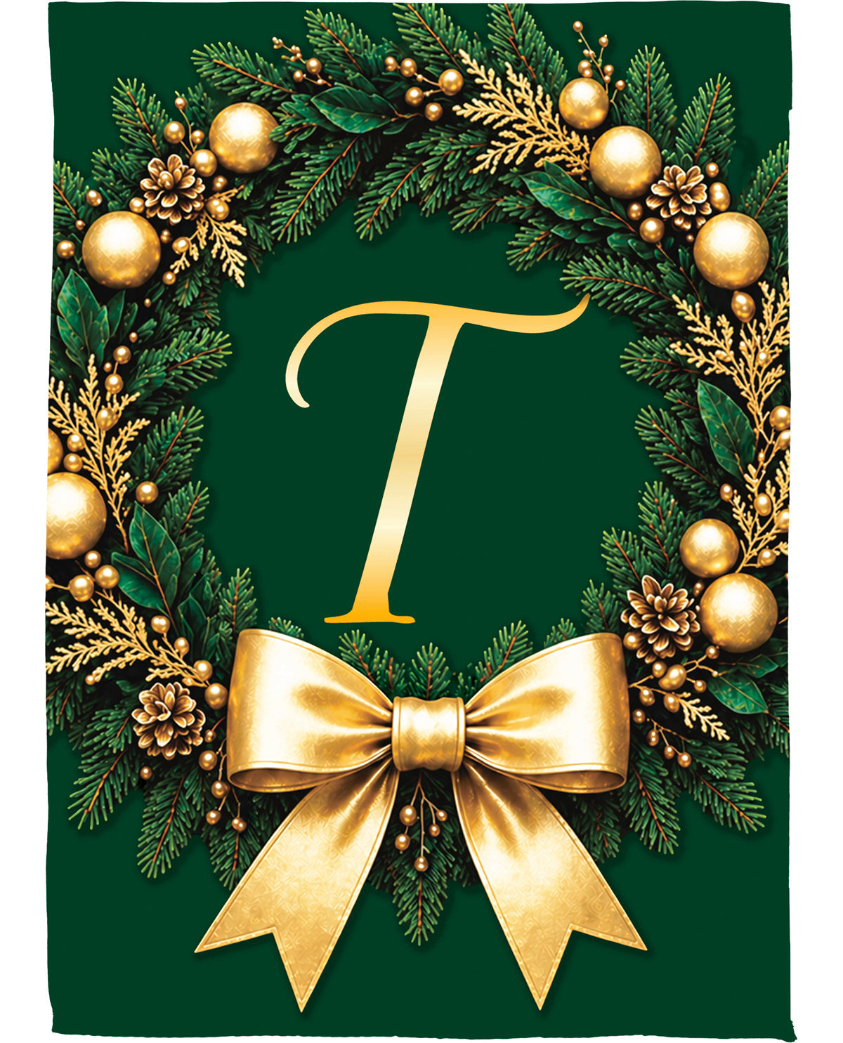 Evergreen Wreath Monogram T
