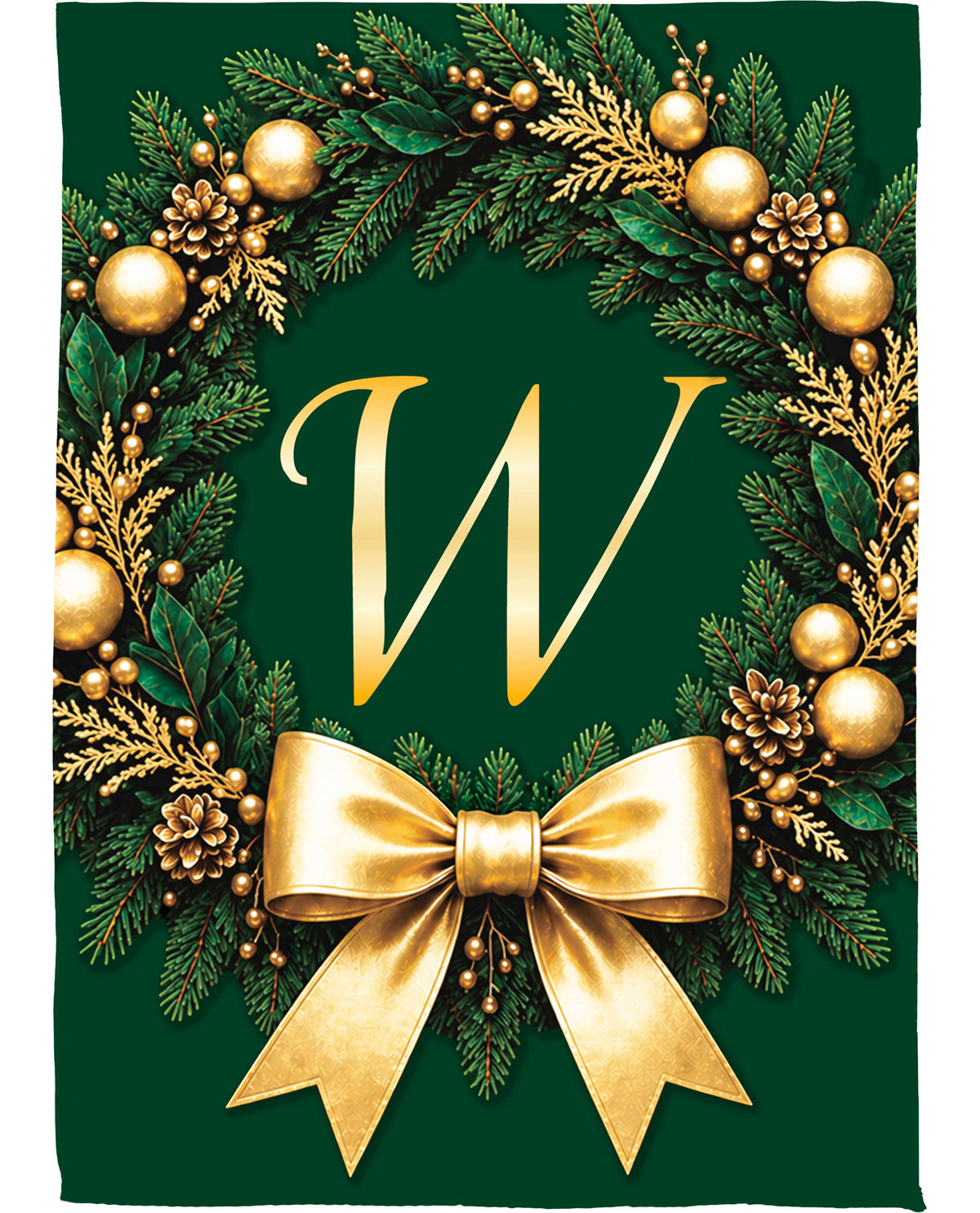 Evergreen Wreath Monogram W