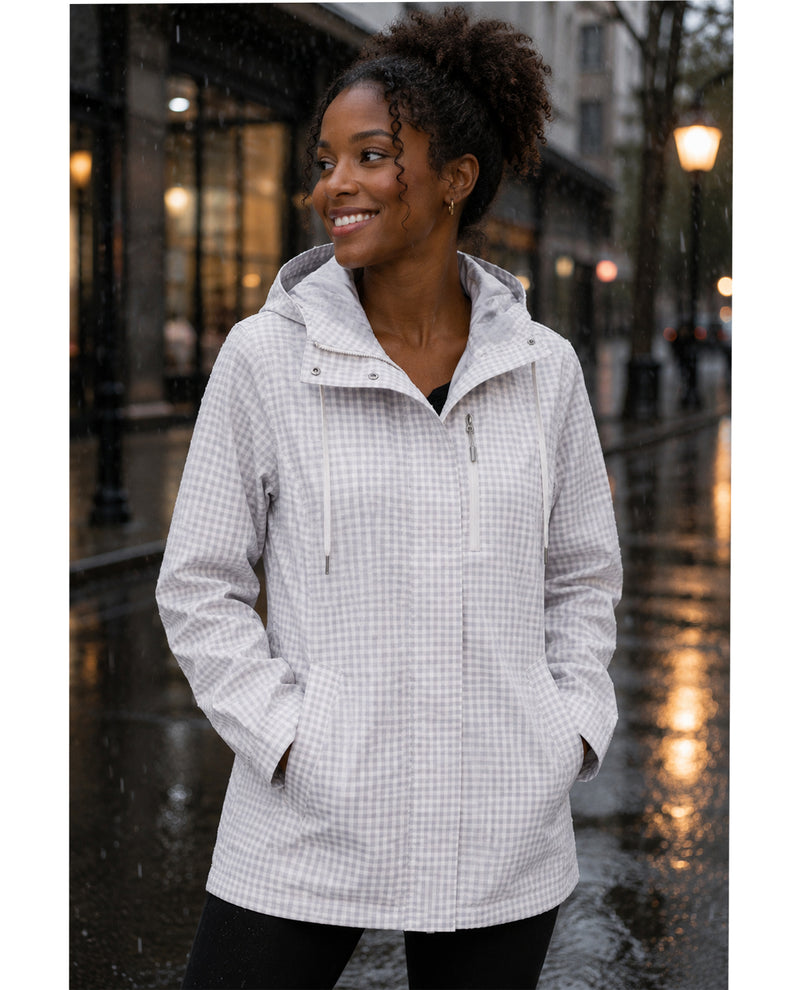 Lands End Hooded Zip Up Rain Jacket