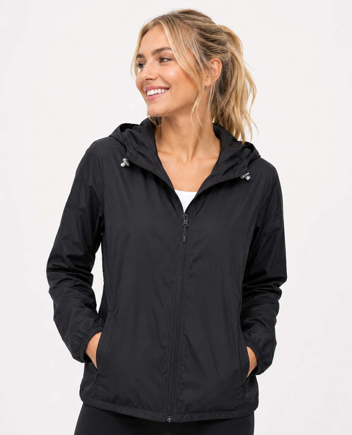 Lands End Zip Up Hooded Packable Jacket