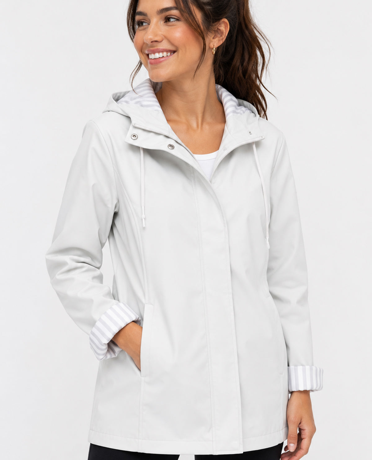 Lands End Zip Up Hooded Urban Slicker Jacket