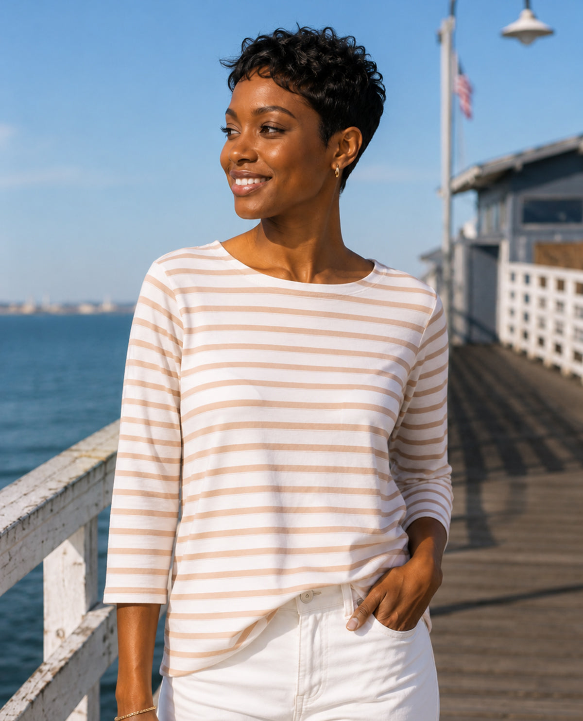 Lands End Slub Stripe Top