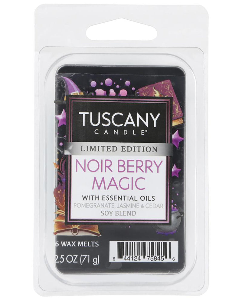 Tuscany Candle Noir Berry Magic Limited Edition wax melts in a clear plastic clamshell package with a white hanging tab.