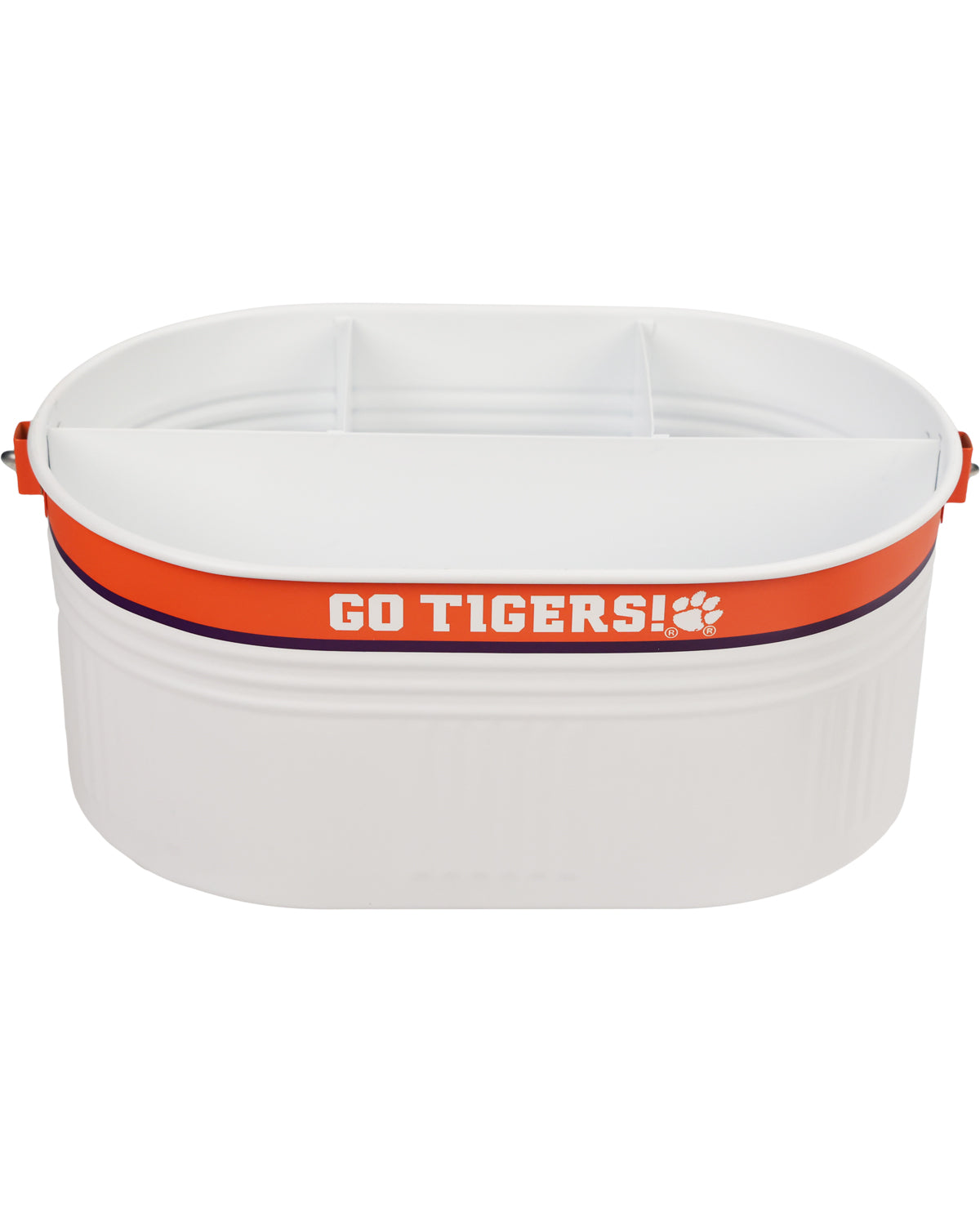White cooler with orange band and 'GO TIGERS!' text on a white background