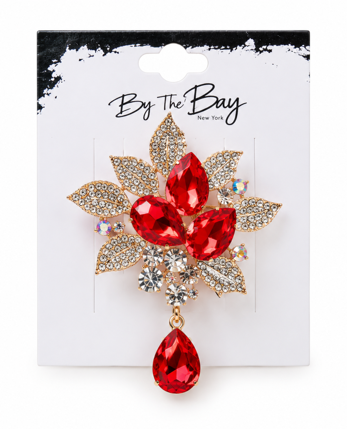 By The Bay Red & Crystal Stone Pin