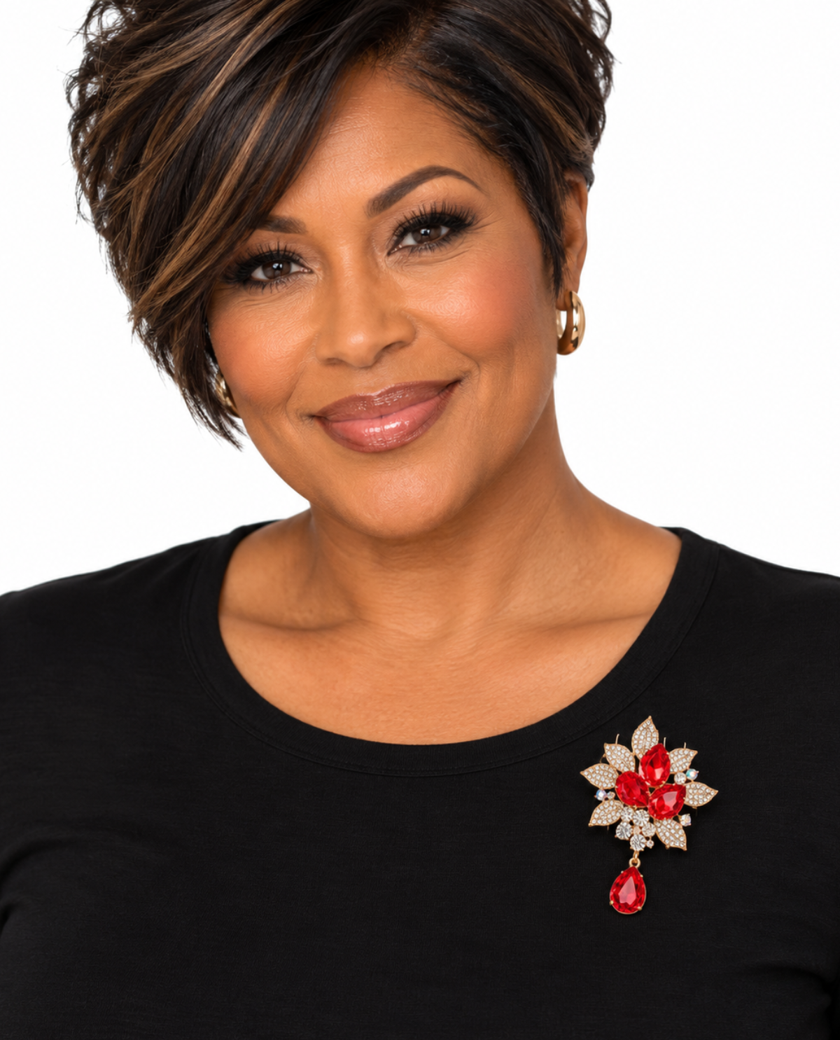 By The Bay Red & Crystal Stone Pin