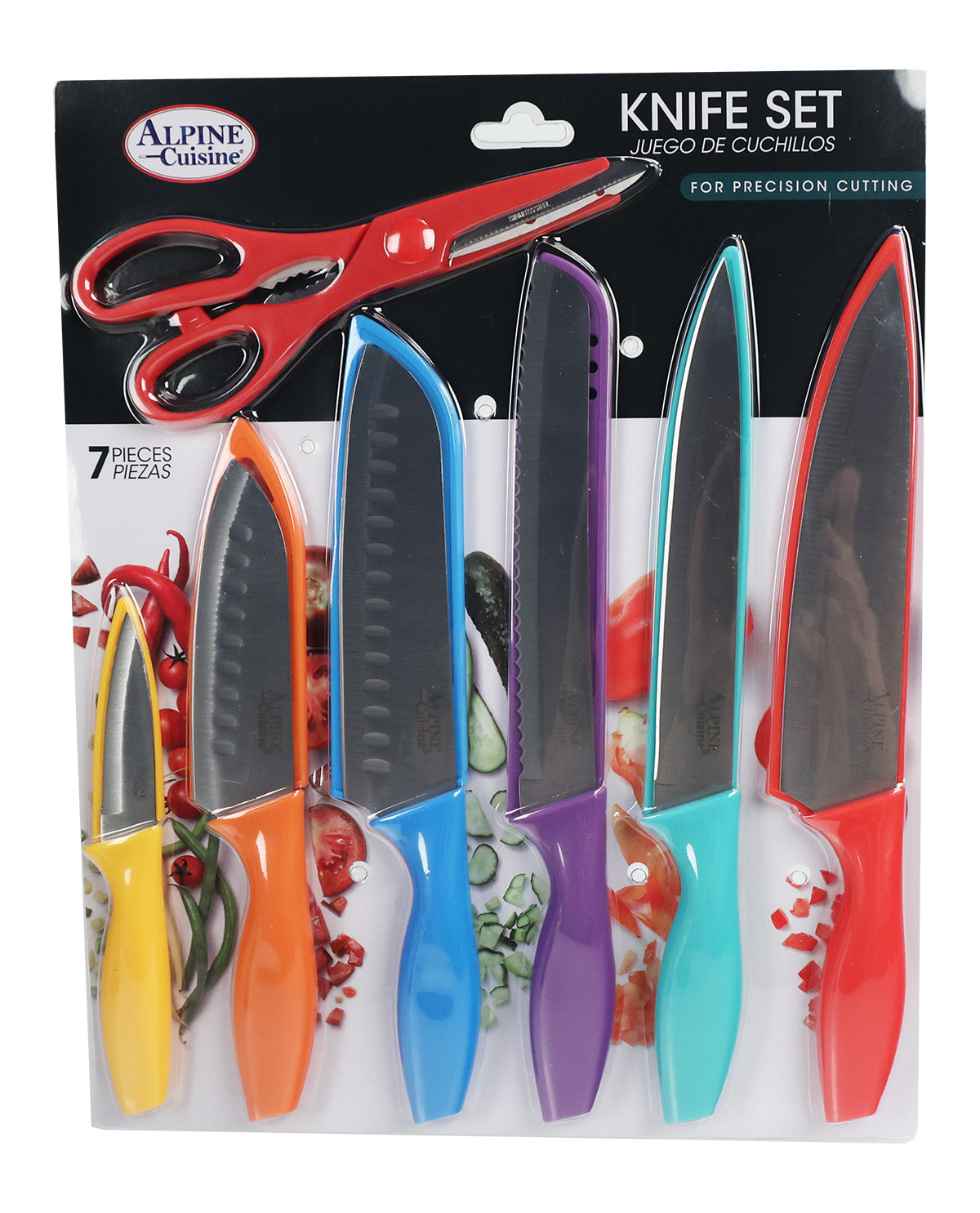 Alpine Cuisine 7 Piece Stainless Steel Rainbow Cutlery Set