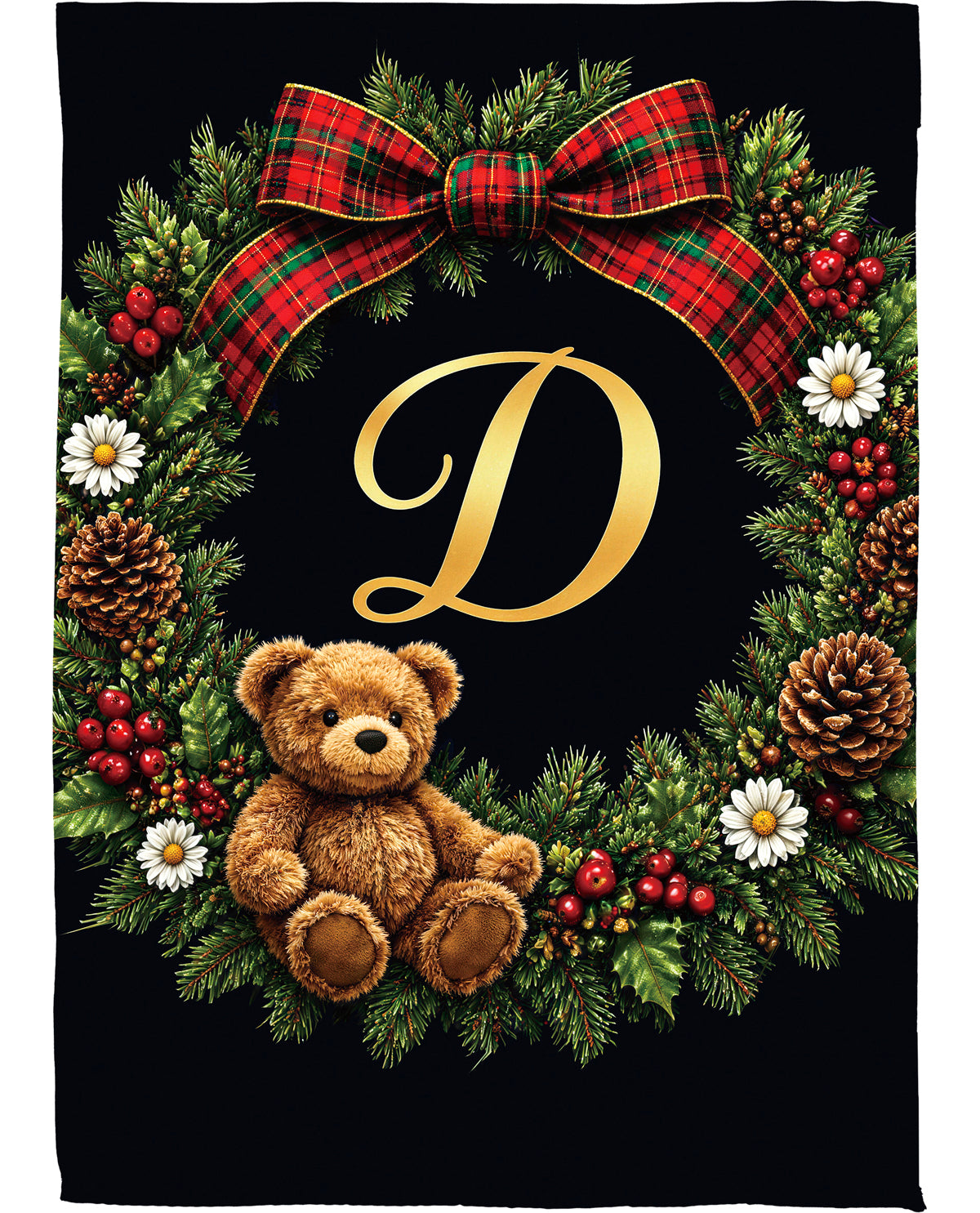 Evergreen Bear Monogram D