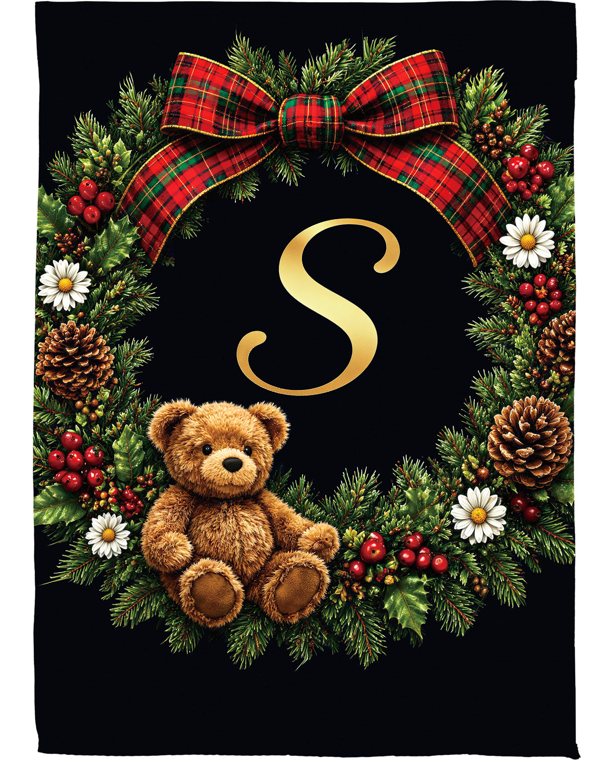 Evergreen Flag Bear Monogram S