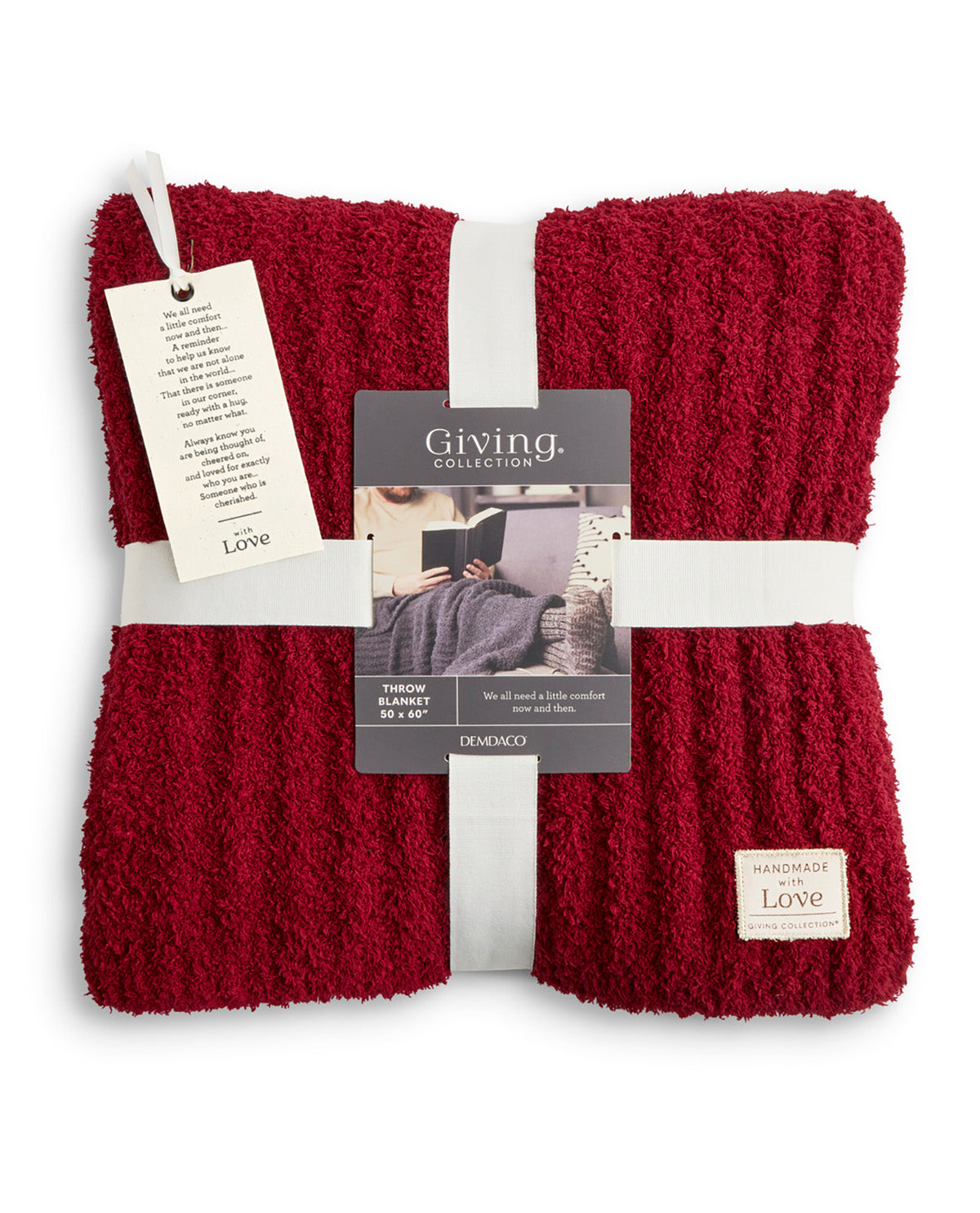 Demdaco Giving Collection Red Ribbed Blanket 52x62in