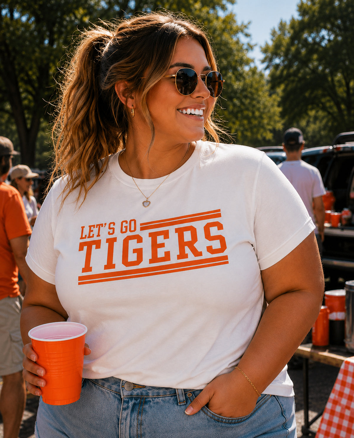 Clemson Stripes Short Sleeve Screen Tee White