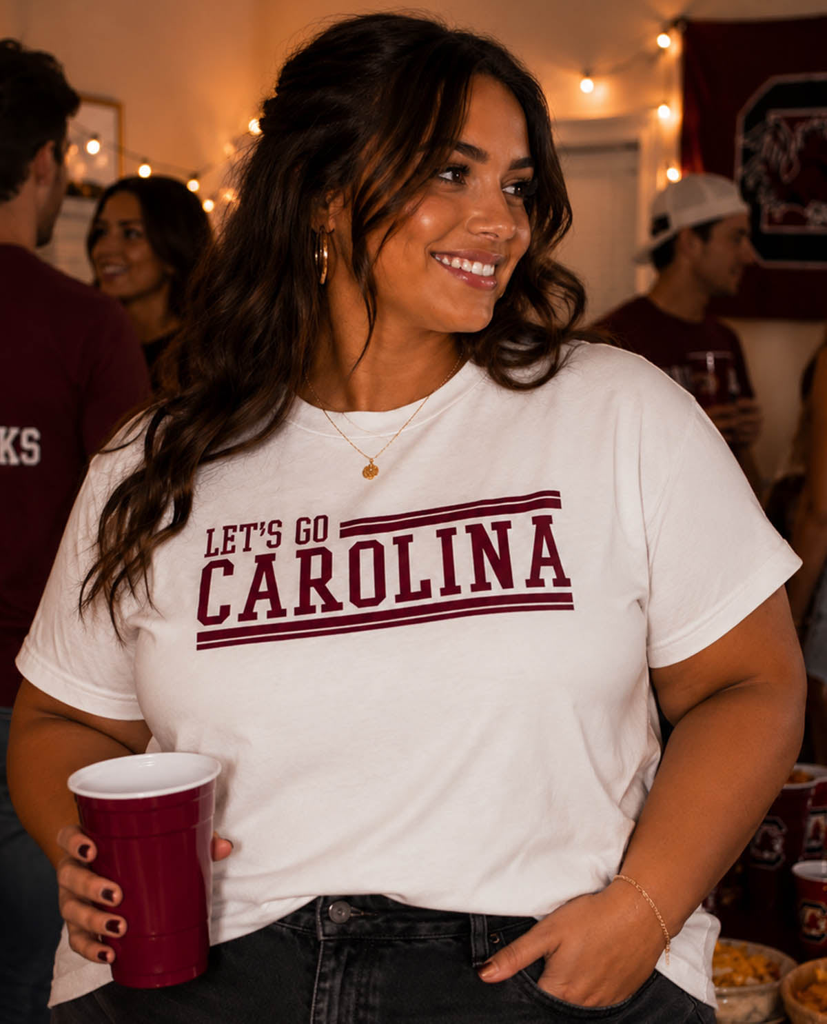 South Carolina Stripes Short Sleeve Screen Tee White