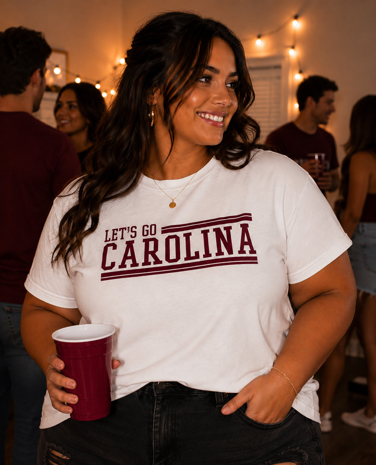 South Carolina Stripes Short Sleeve Screen Tee White