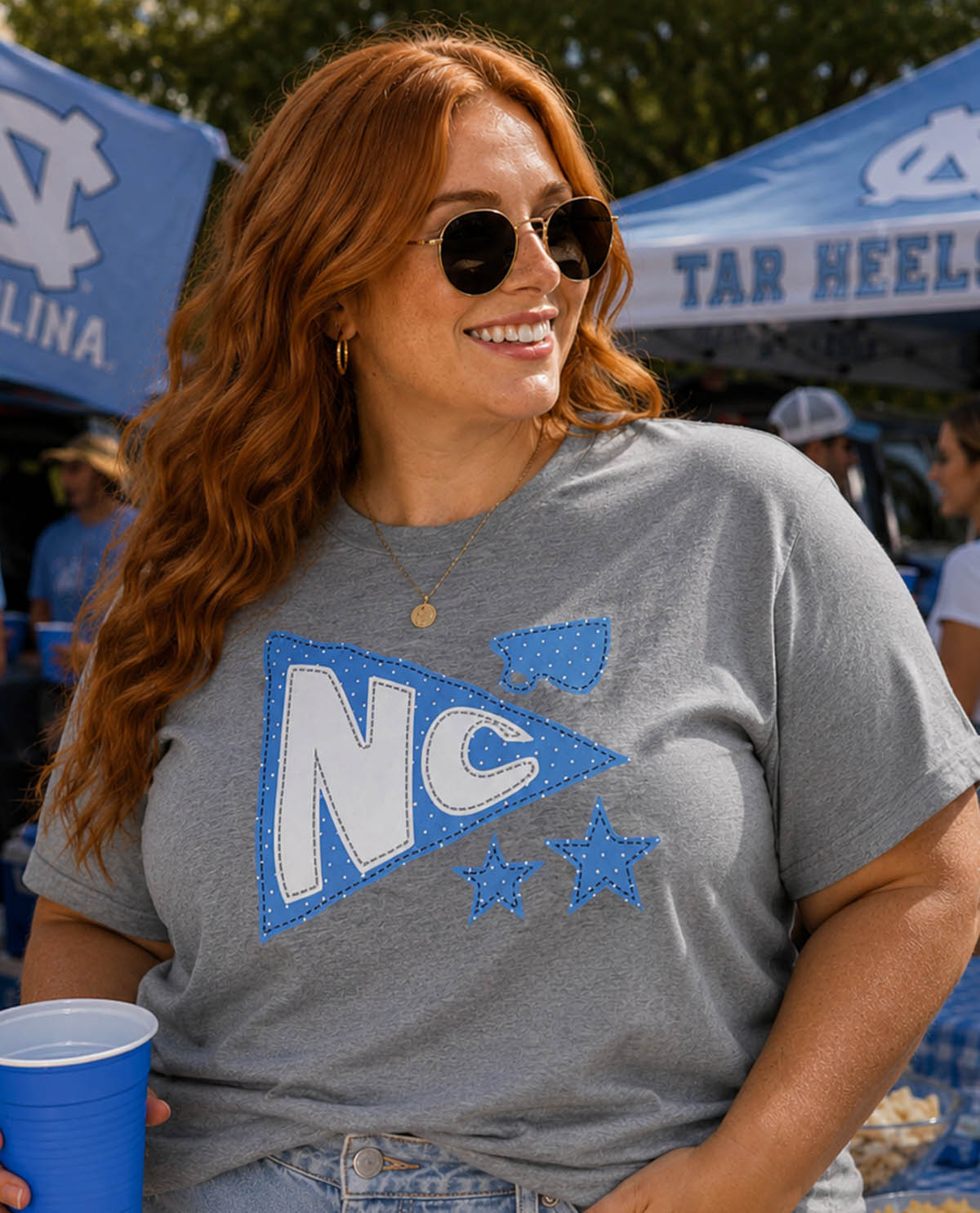 North Carolina Pennant Short Sleeve Screen Tee Gray