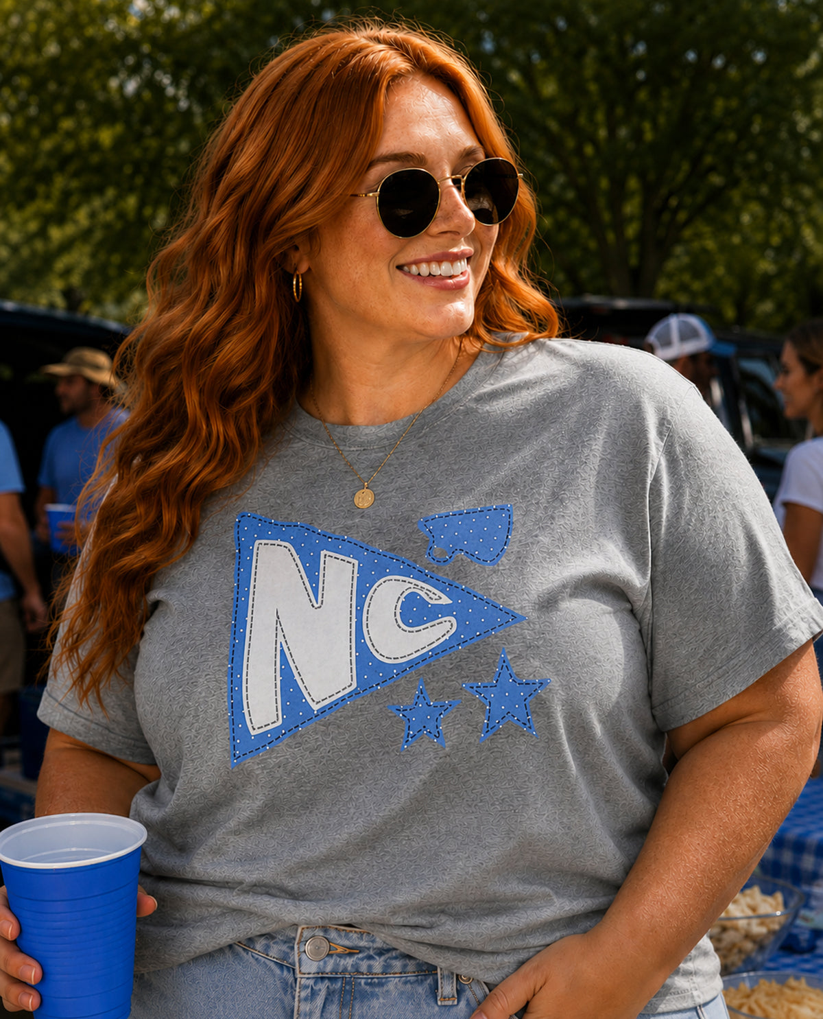 North Carolina Pennant Short Sleeve Screen Tee Gray