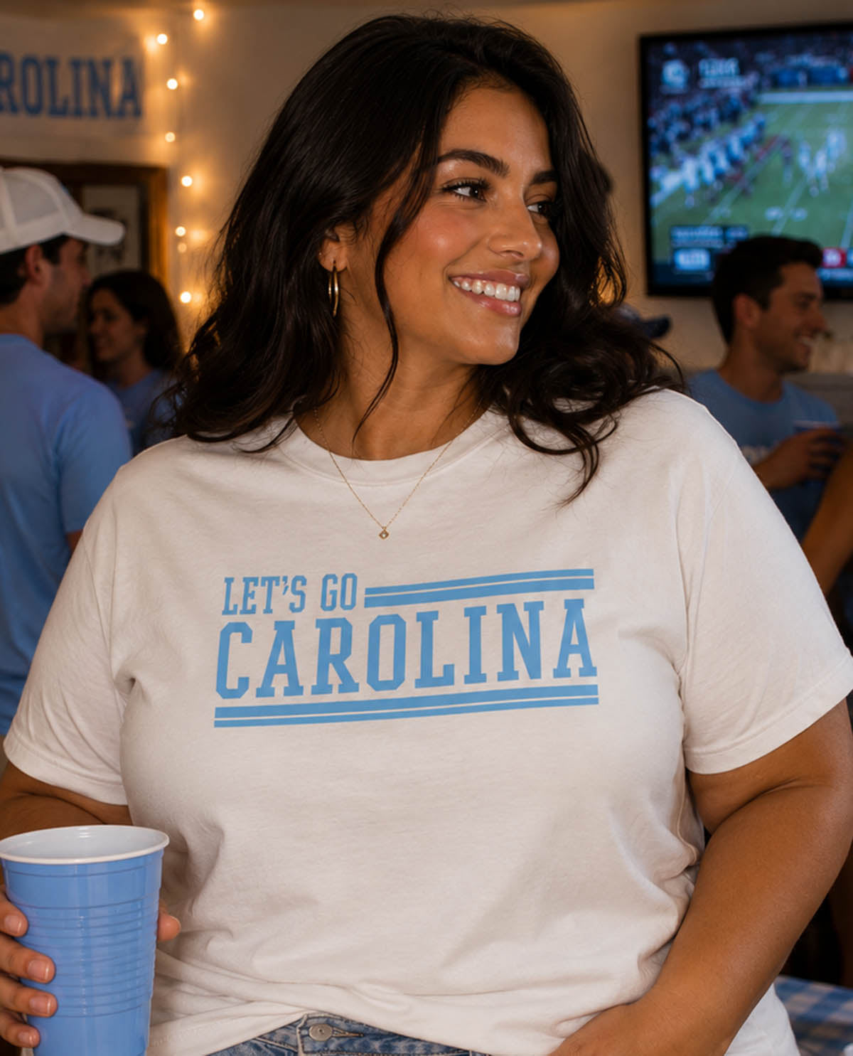 North Carolina Stripes Short Sleeve Screen Tee White