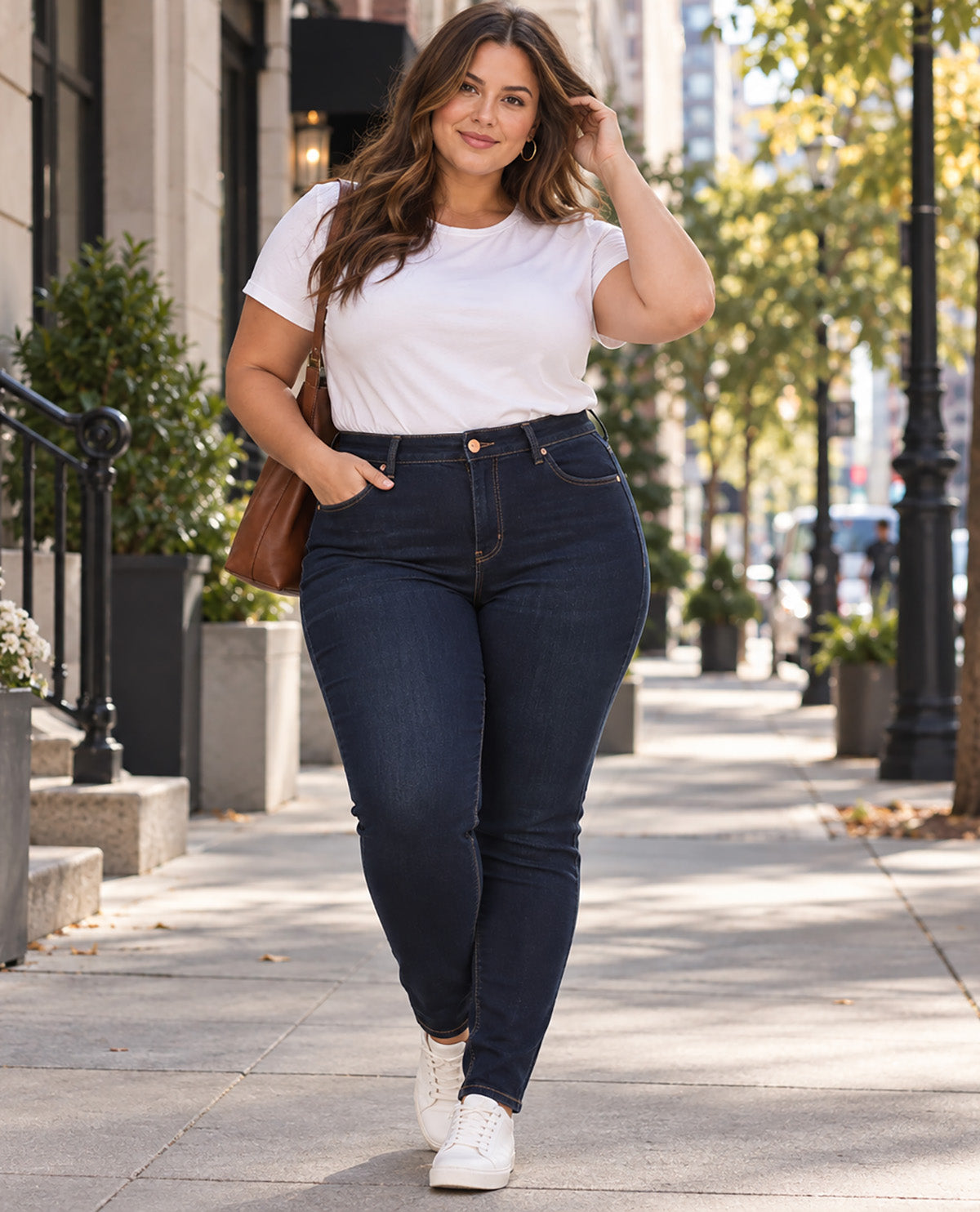 D Jeans Single Button Skinny Jeans