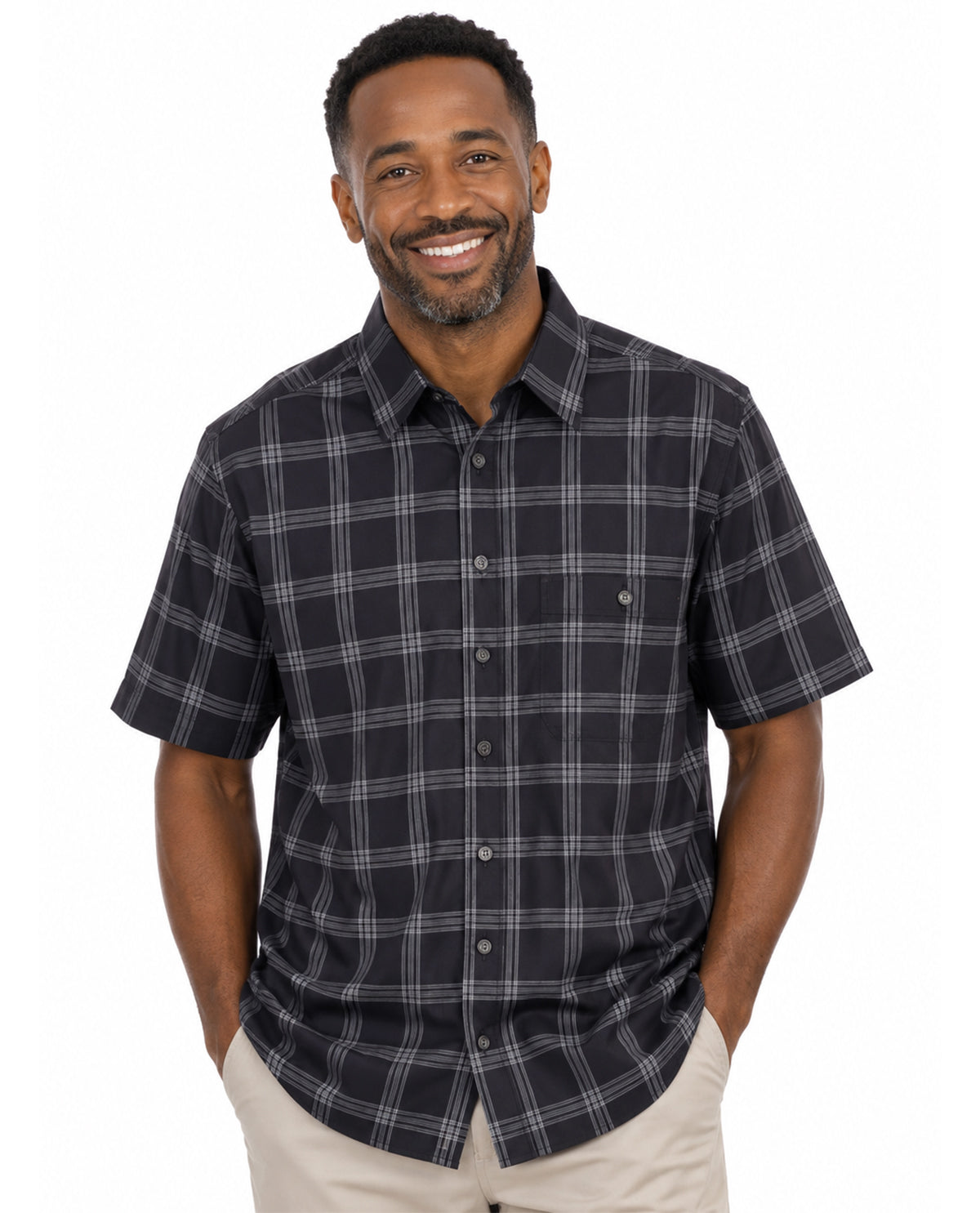 Lands End Short Sleeve Performance Plaid Shirt