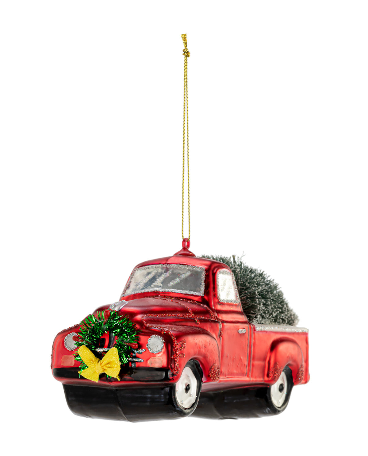 Red Truck with Tree & Wreath Ornament