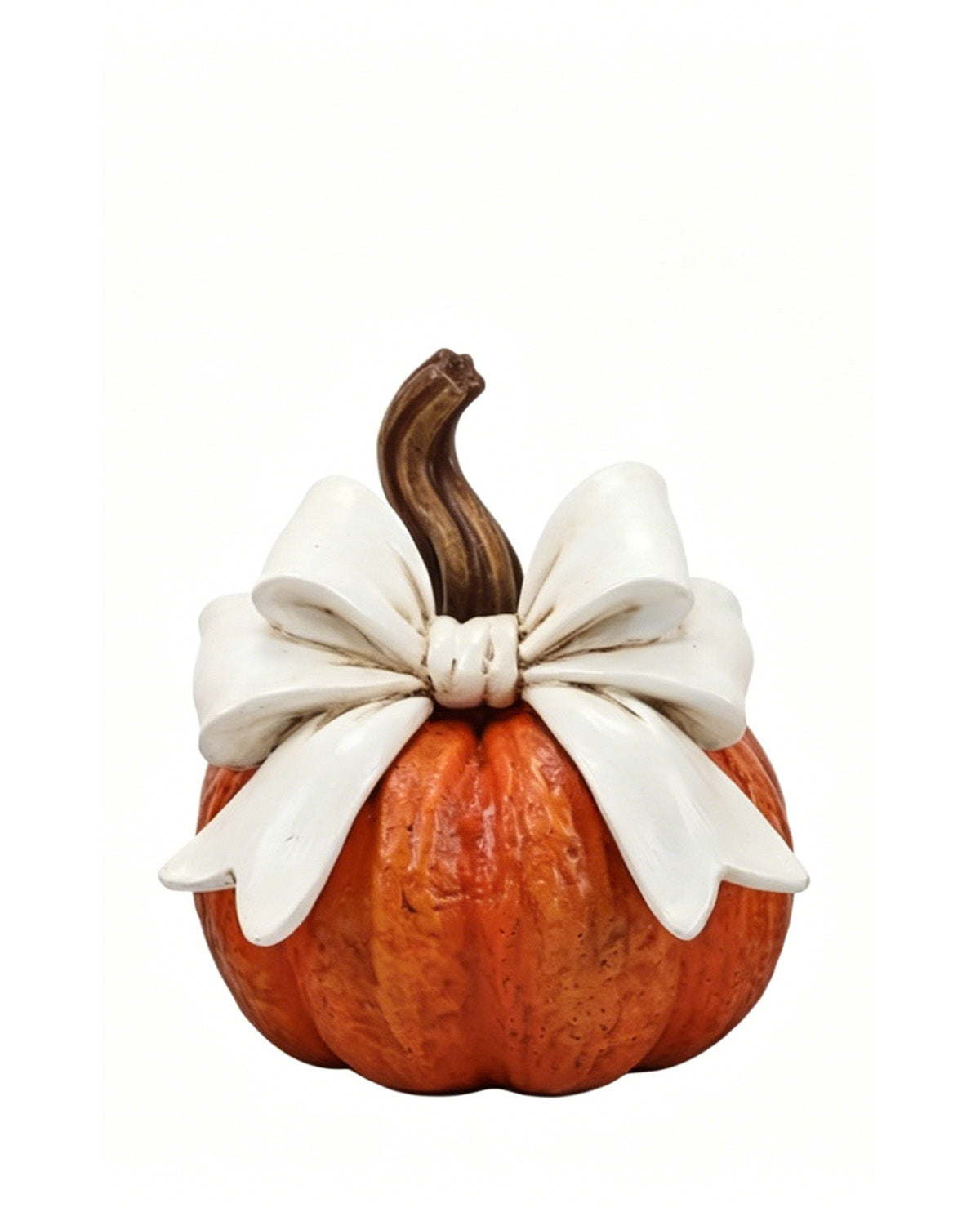 Resin Halloween Pumpkin With Bow Figurine
