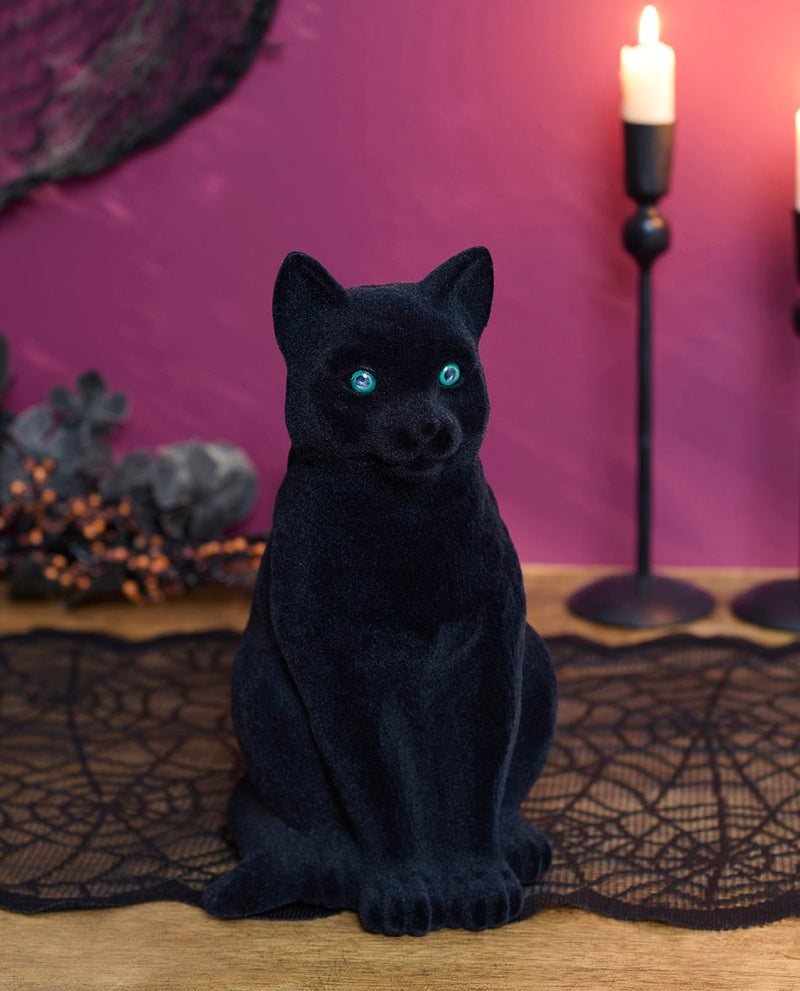 Fuzzy Black Cat Figurine
