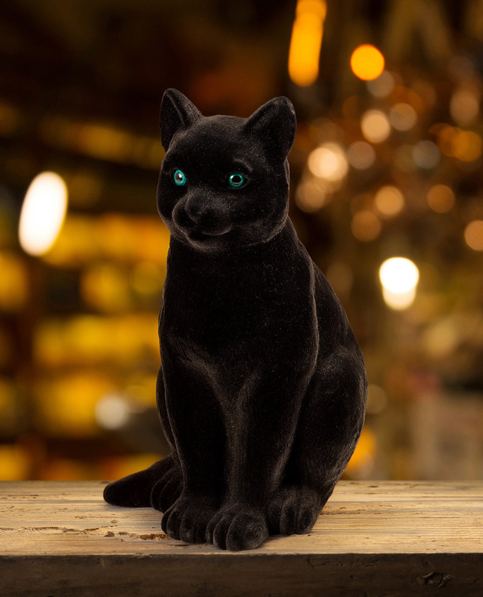 Fuzzy Black Cat Figurine