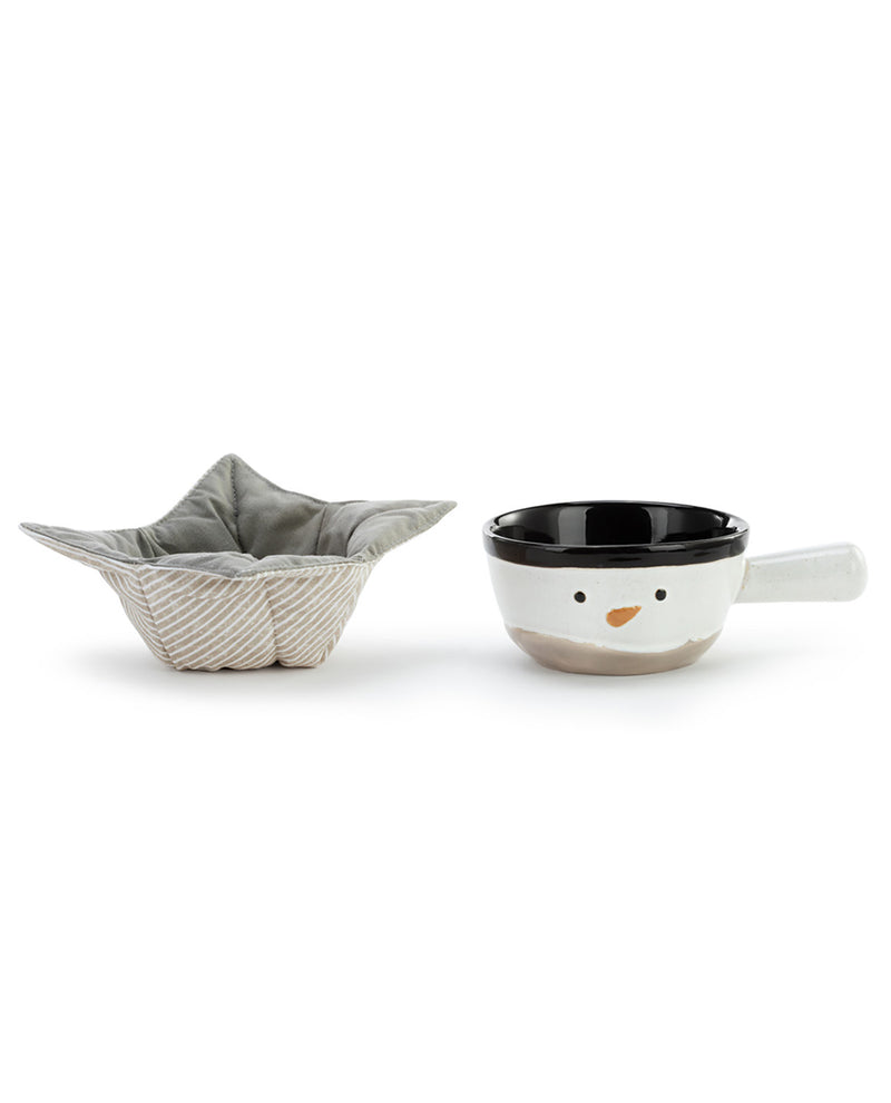 Snowman Soup Crock & Bowl Cozy