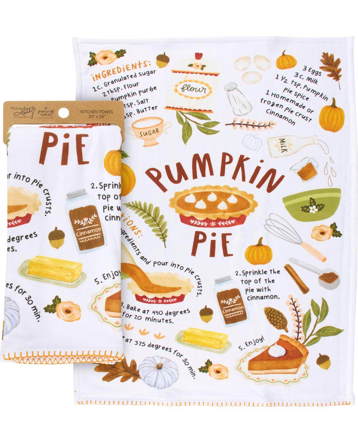 Two pumpkin pie recipe cards with illustrations and text on a white background