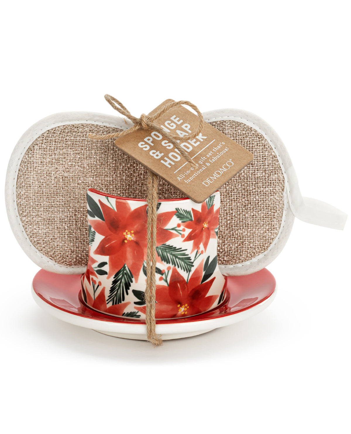 Poinsettia Soap Dish & Sponge