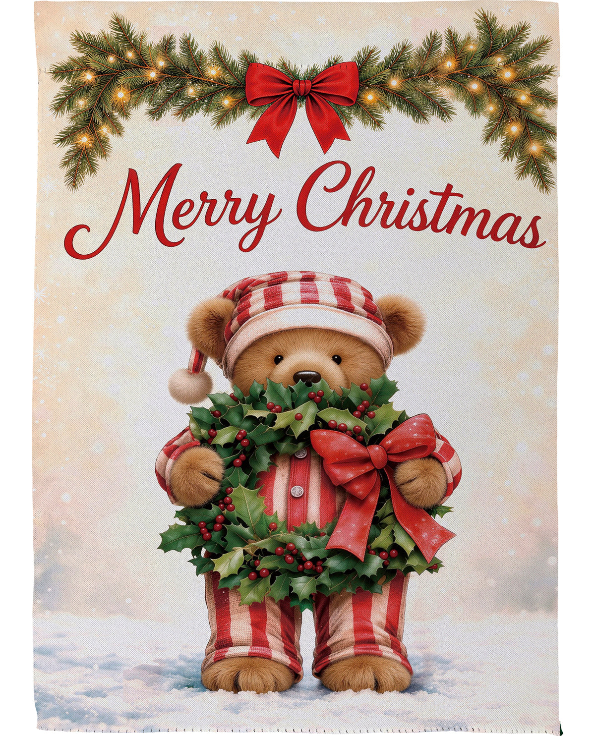 Evergreen Merry Christmas Bear Garden Flag