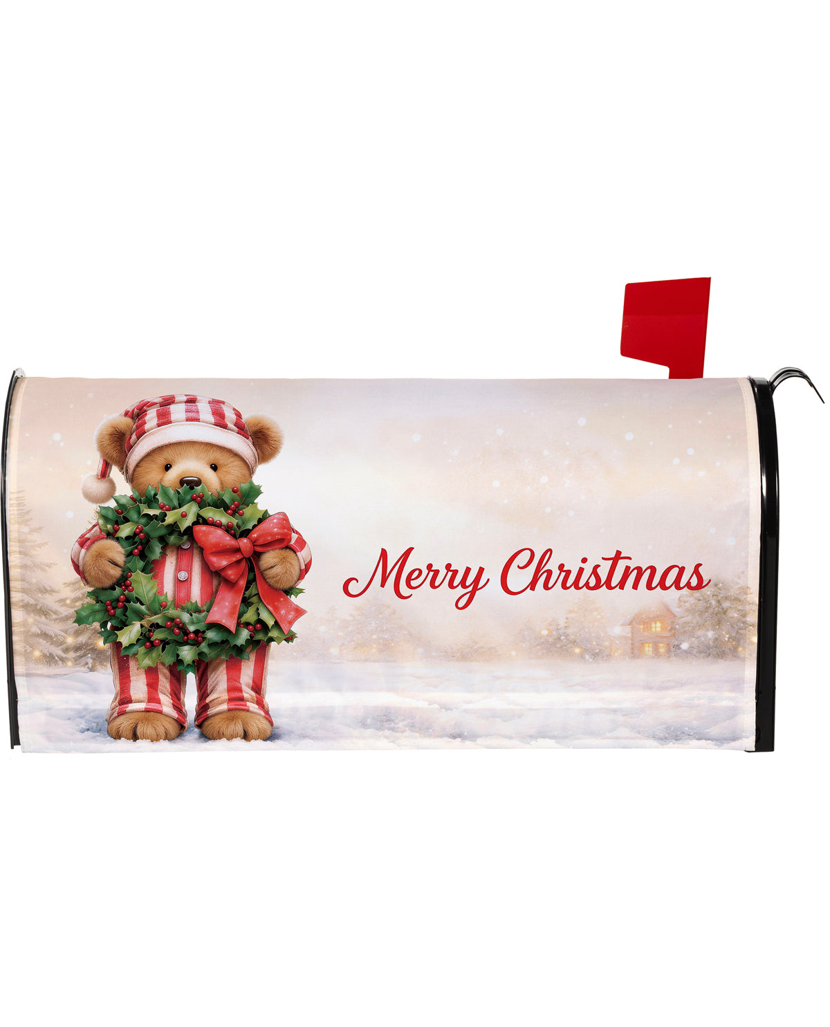 Evergreen Merry Christmas Bear Mailbox Cover