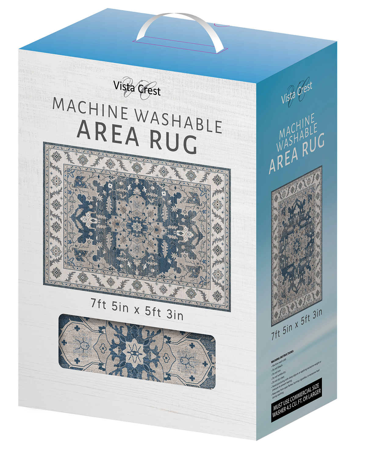 Washable Rug - Blue & Grey All Over