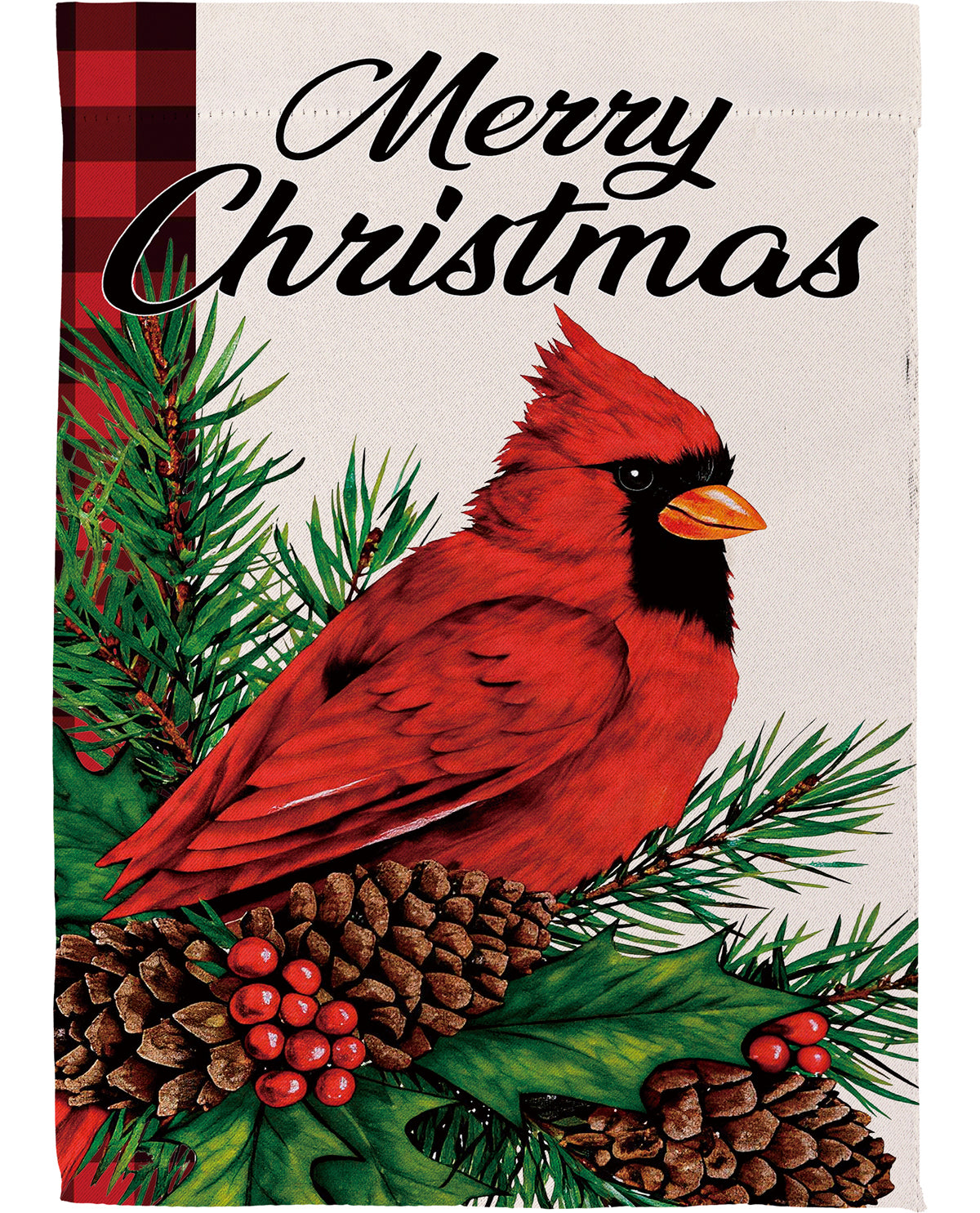 Evergreen Christmas Cardinal Garden Flag