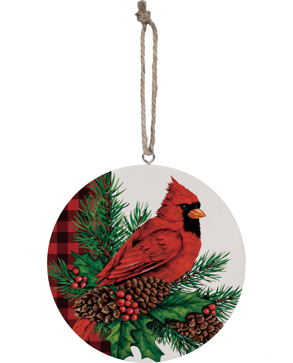 Evergreen Christmas Cardinal Wood Ornament