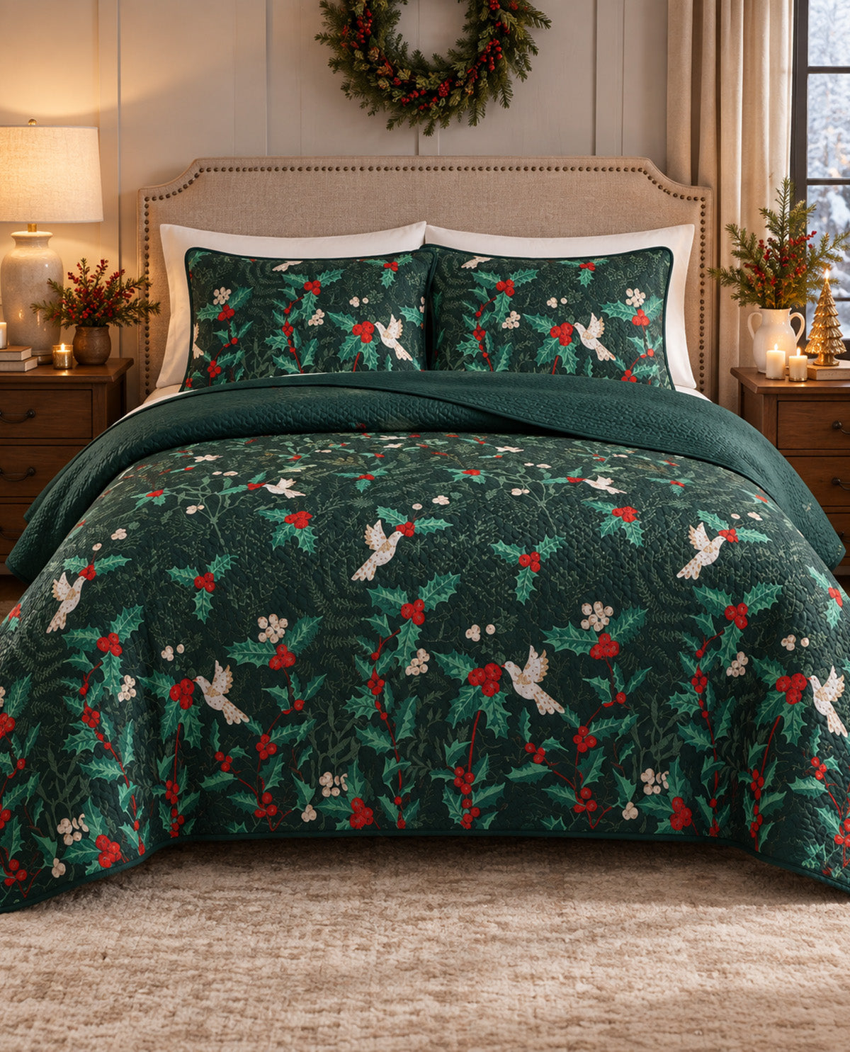 Full/Queen Christmas 3 Piece Quilt Set