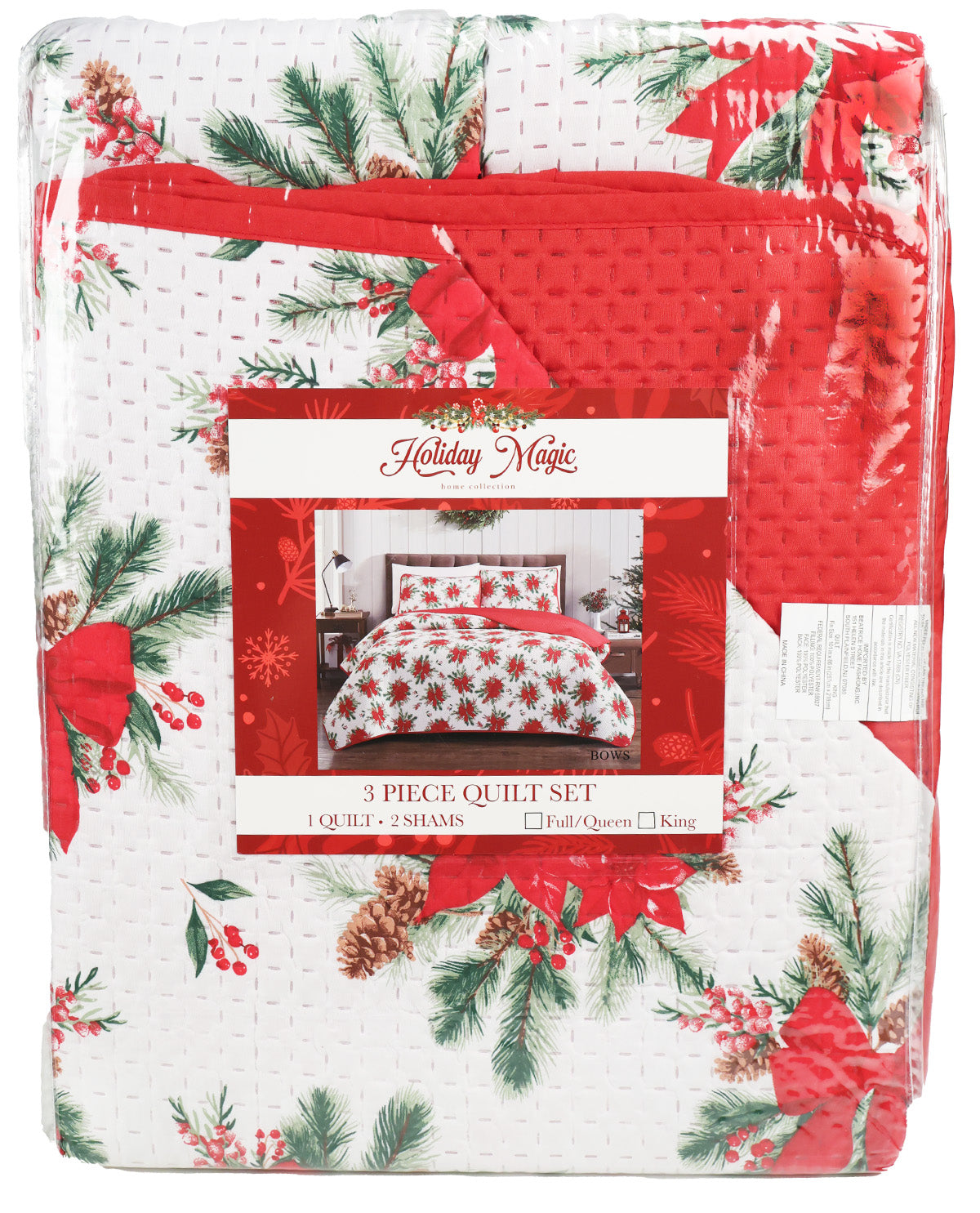 Full/Queen Christmas 3 Piece Quilt Set