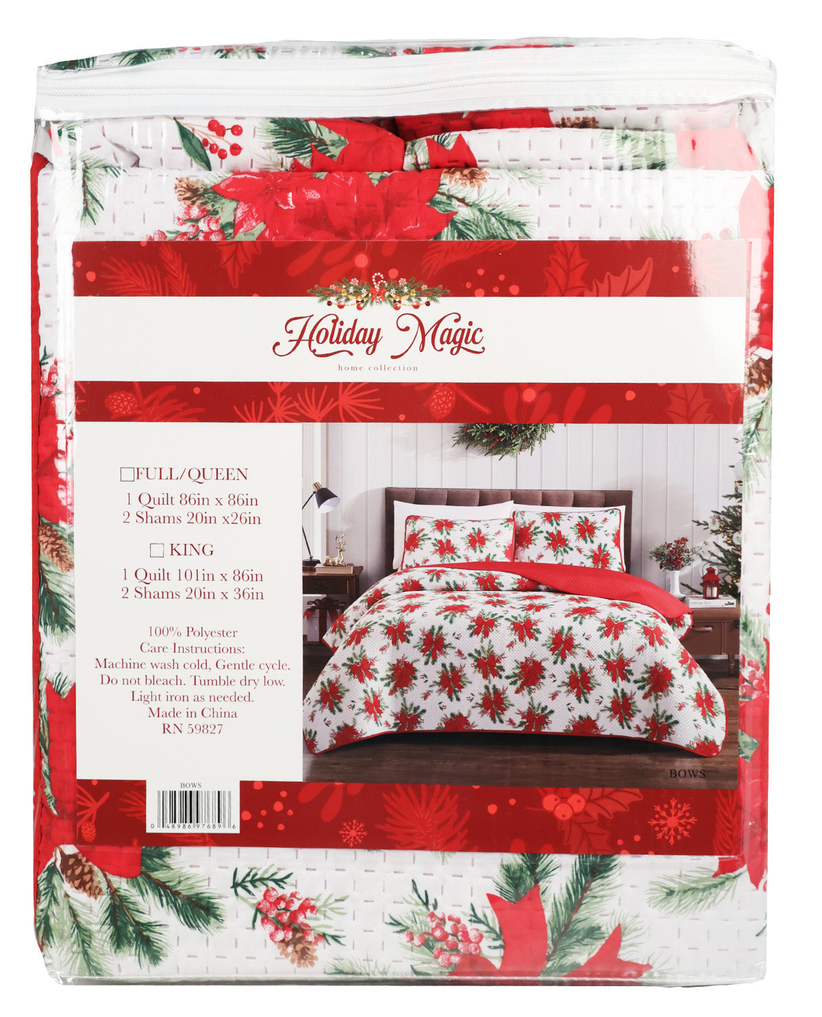 King Christmas 3 Piece Quilt Set