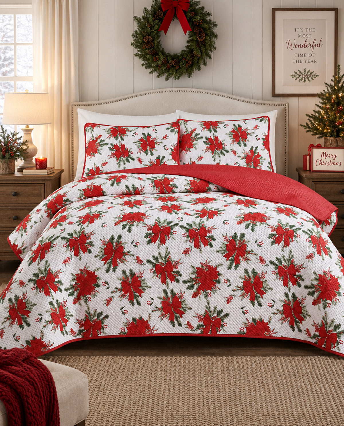 Full/Queen Christmas 3 Piece Quilt Set
