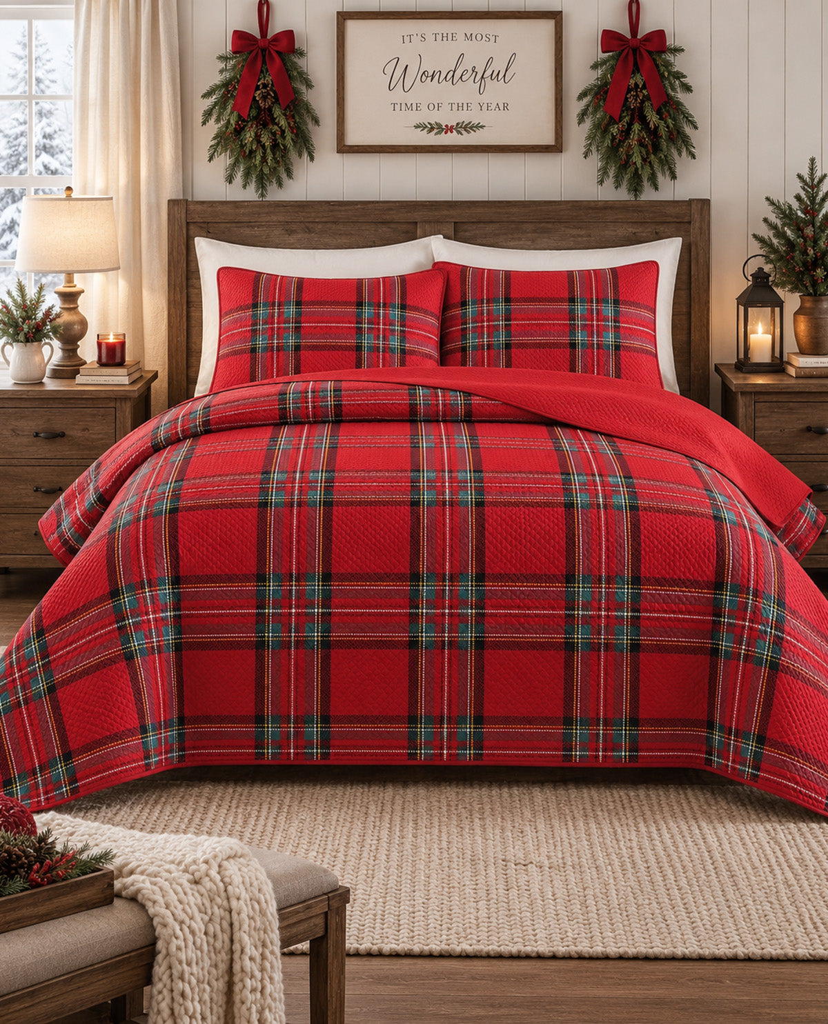 King Christmas 3 Piece Quilt Set