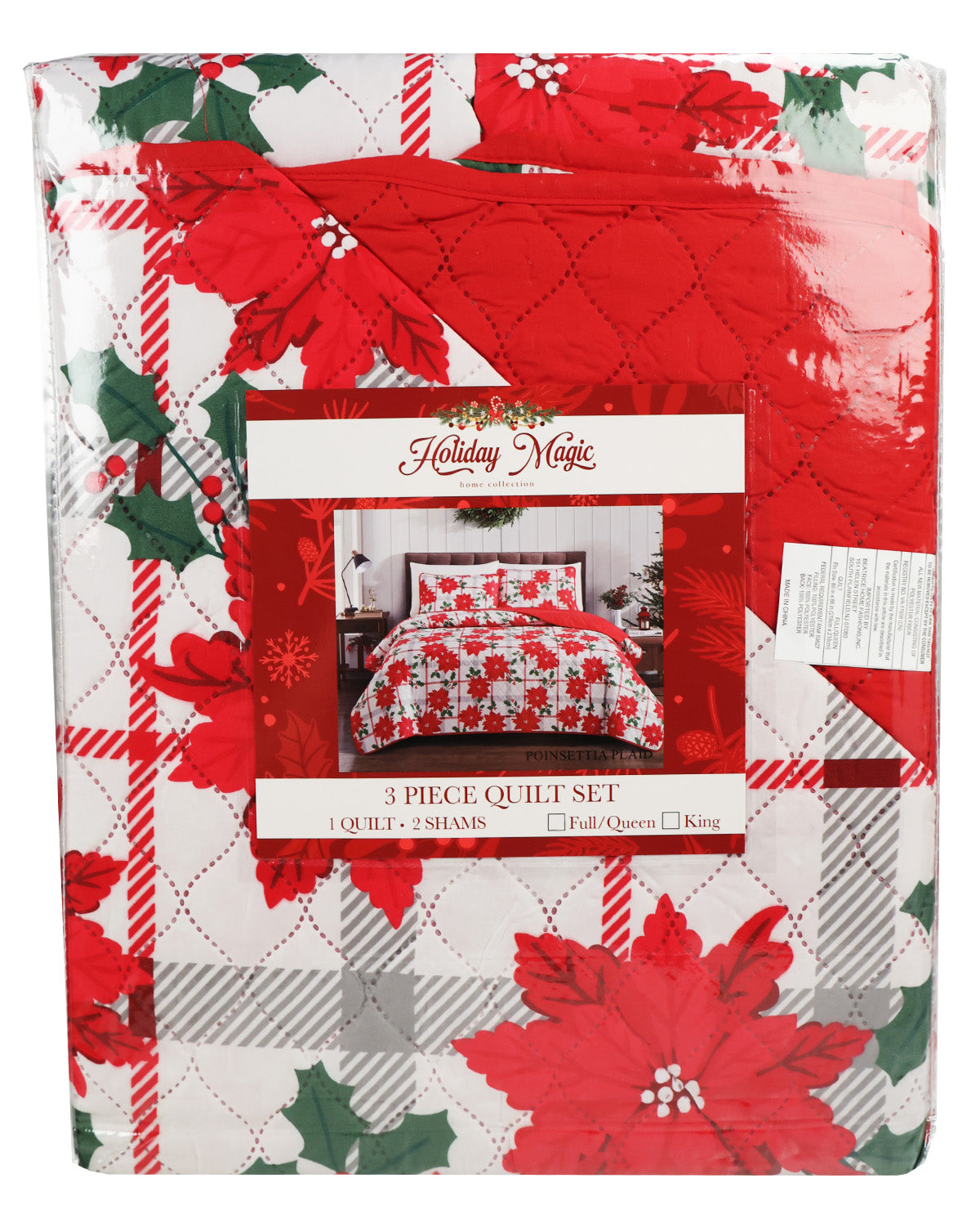 Full/Queen Christmas 3 Piece Quilt Set